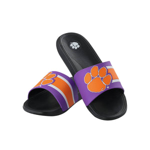 Clemson Tigers NCAA Mens Striped Big Logo Raised Slide