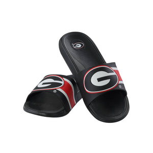 Georgia Bulldogs NCAA Mens Striped Big Logo Raised Slide