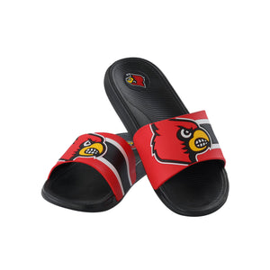 Louisville Cardinals NCAA Mens Striped Big Logo Raised Slide