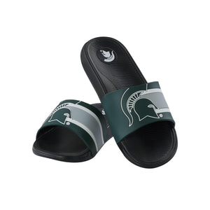 Michigan State Spartans NCAA Mens Striped Big Logo Raised Slide