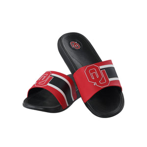 Oklahoma Sooners NCAA Mens Striped Big Logo Raised Slide