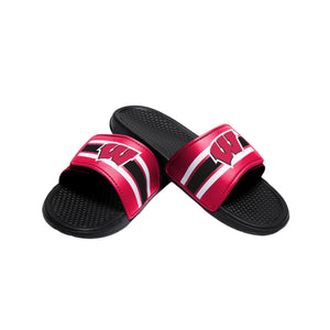 Wisconsin Badgers NCAA Mens Stripe Legacy Sport Slides