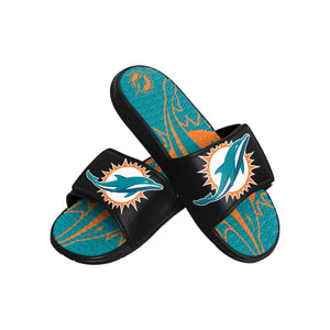 Miami Dolphins NFL Mens Colorblock Big Logo Gel Slides