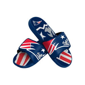 New England Patriots NFL Mens Colorblock Big Logo Gel Slides
