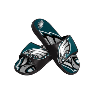 Philadelphia Eagles NFL Mens Colorblock Big Logo Gel Slides