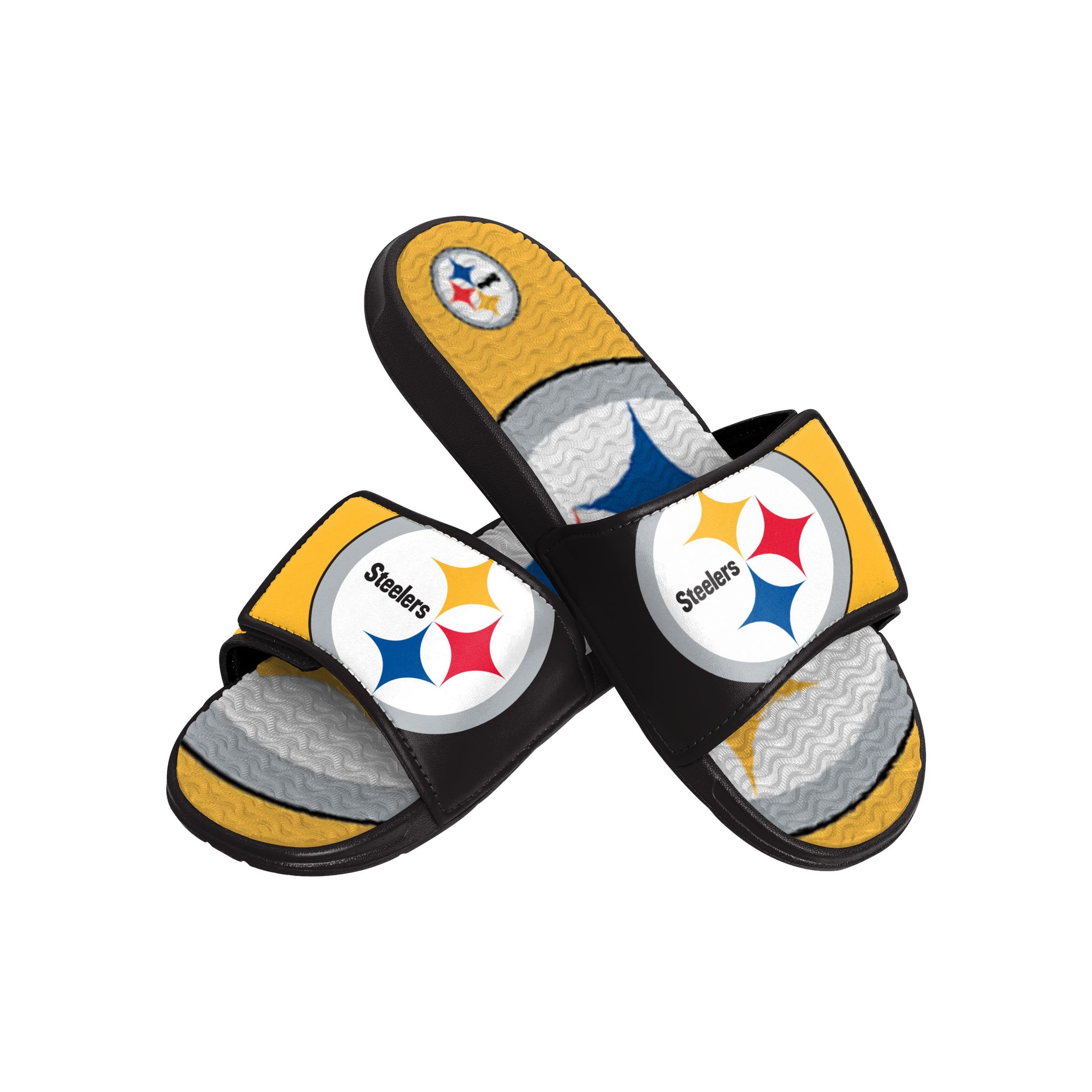 Pittsburgh Steelers NFL Mens Colorblock Big Logo Gel Slides