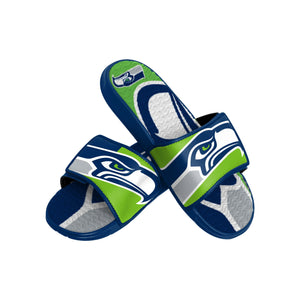 Seattle Seahawks NFL Mens Colorblock Big Logo Gel Slides