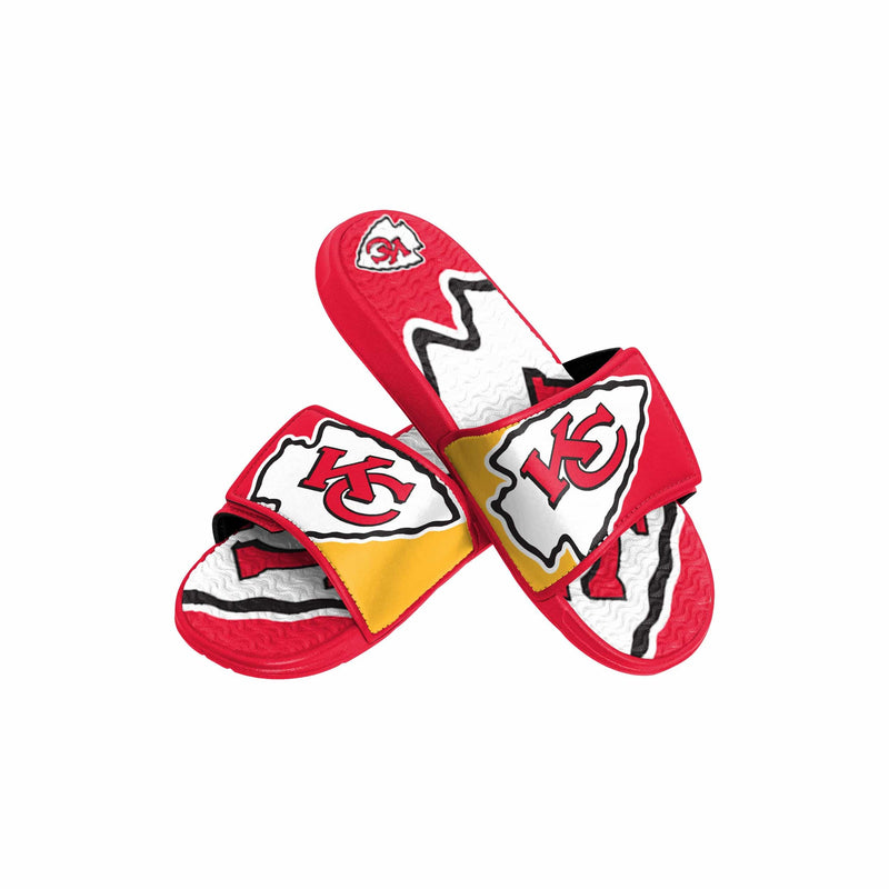 Kansas City Chiefs Striped Big Logo Raised Slide