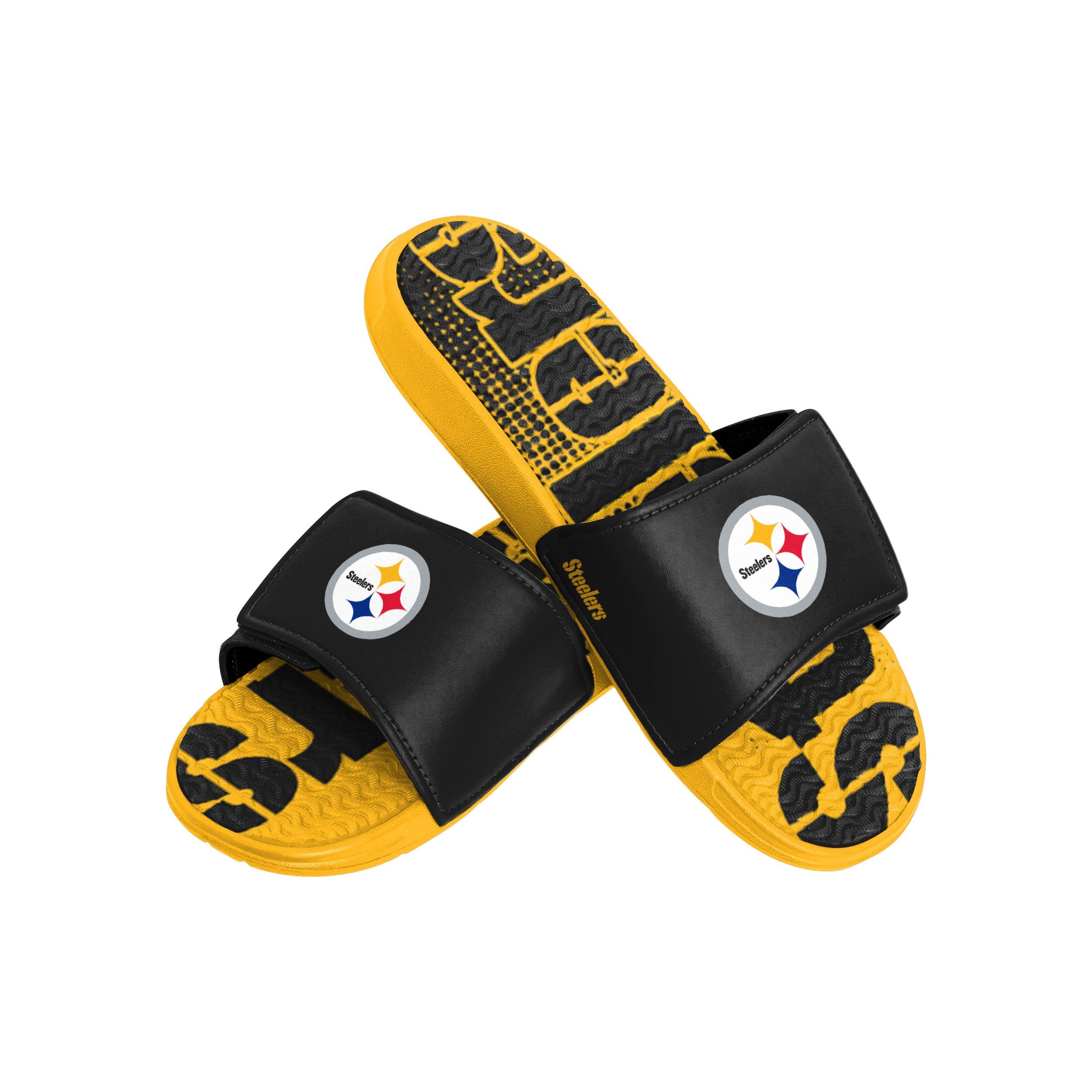 Pittsburgh Steelers Womens Script Wordmark Fur Cross Slide, Size: XL