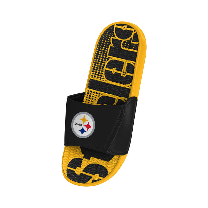 Pittsburgh Steelers Womens Script Wordmark Fur Cross Slide, Size: XL