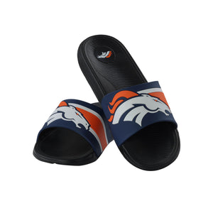 Denver Broncos NFL Mens Striped Big Logo Raised Slide