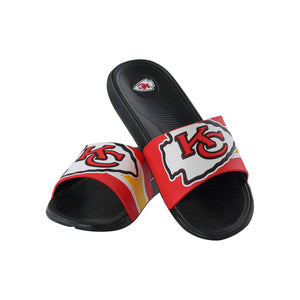 Kansas City Chiefs NFL Mens Striped Big Logo Raised Slide