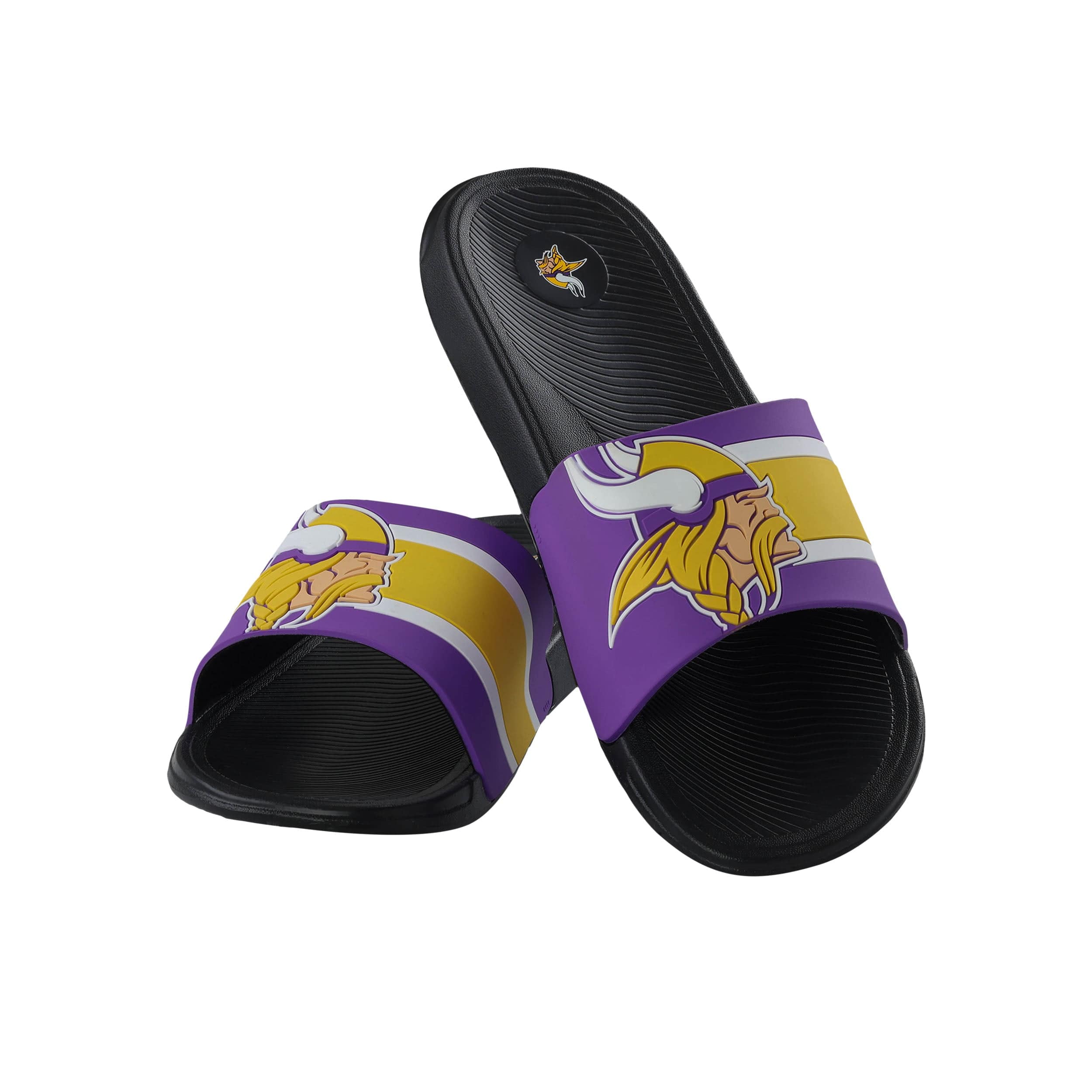 Minnesota Vikings NFL Mens Striped Big Logo Raised Slide