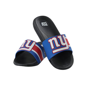 New York Giants NFL Mens Striped Big Logo Raised Slide