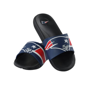 New England Patriots NFL Mens Striped Big Logo Raised Slide