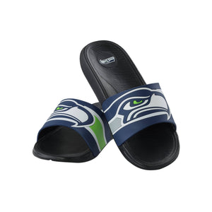Seattle Seahawks NFL Mens Striped Big Logo Raised Slide