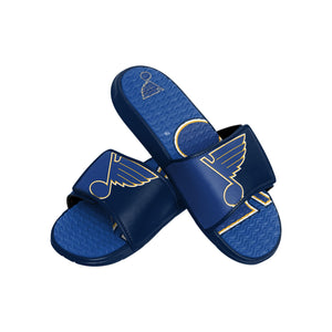St Louis Blues NHL Mens Colorblock Big Logo Gel Slides