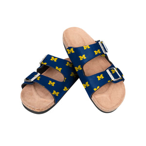 Michigan Wolverines NCAA Womens Team Logo Double Buckle Sandal