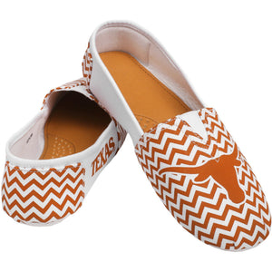 Texas Longhorns NCAA Womens Chevron Stripe Canvas Shoes