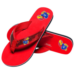 Kansas Jayhawks NCAA Womens Sequin Flip Flops