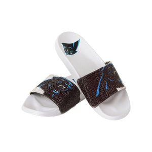 Carolina Panthers NFL Womens Big Logo Shimmer Slide