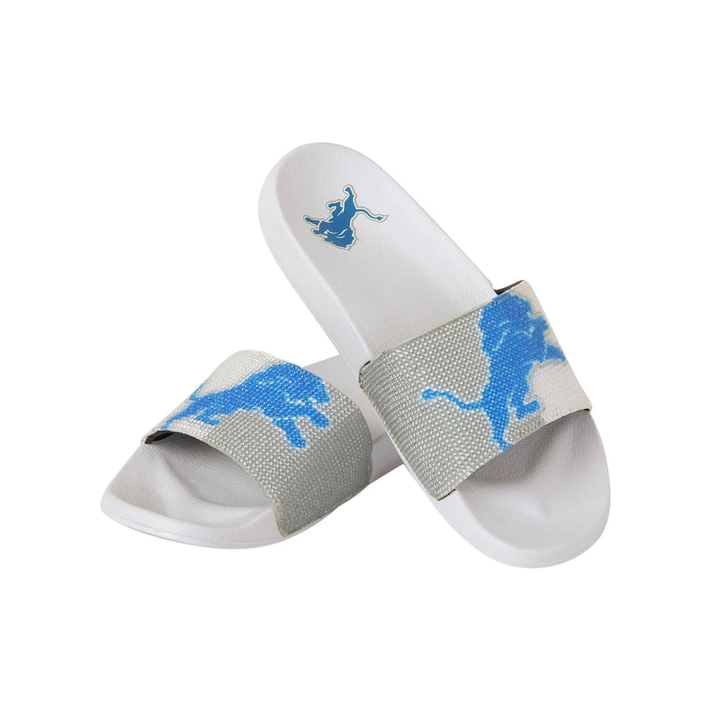 Detroit Lions Womens Big Logo Shimmer Slide, Size: M