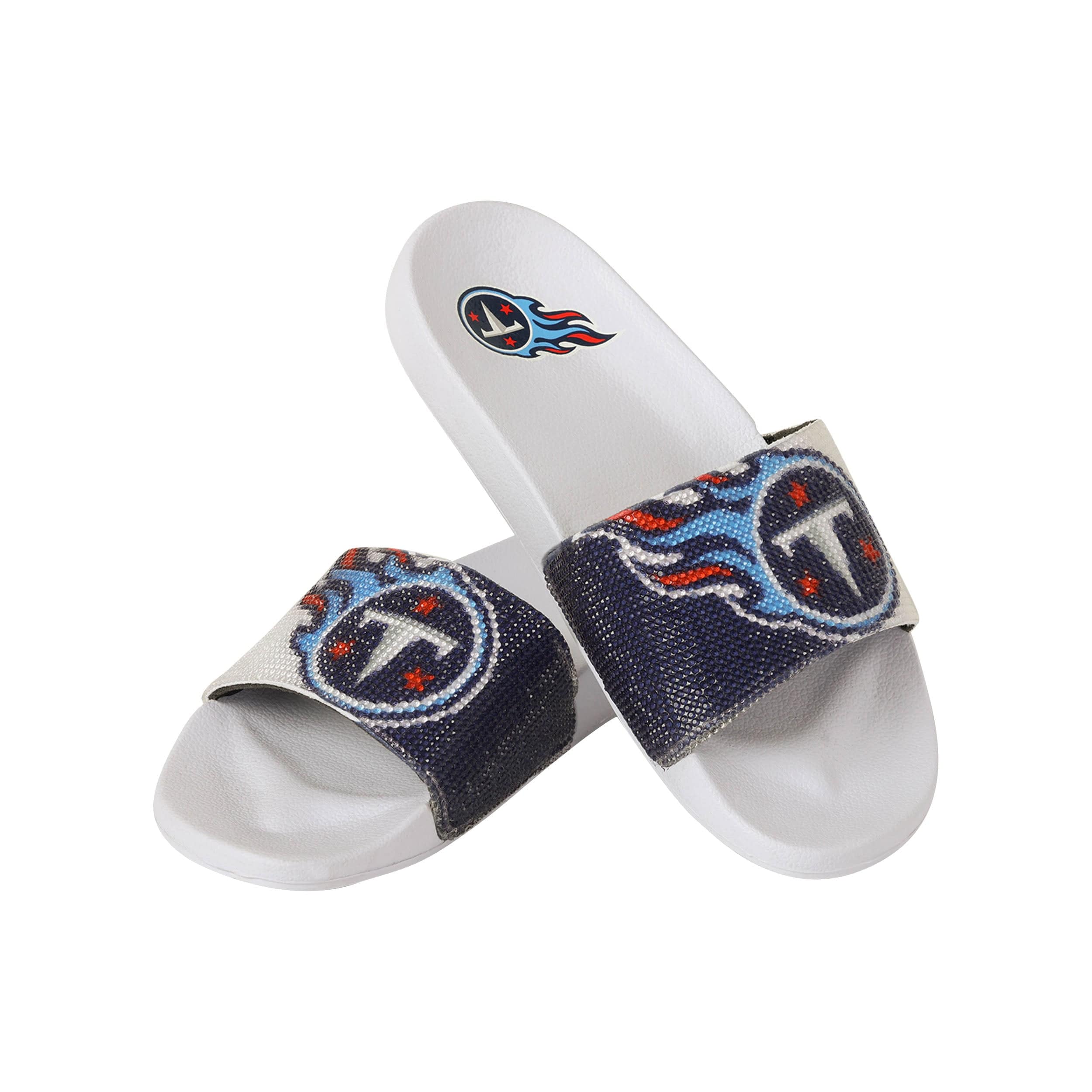 Tennessee Titans Womens Big Logo Shimmer Slide, Size: M