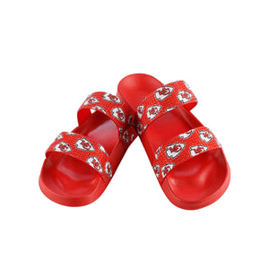 Kansas City Chiefs NFL Womens Double Strap Shimmer Sandal