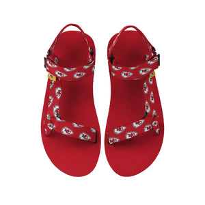Kansas City Chiefs NFL Womens Repeat Logo Strap Sandal