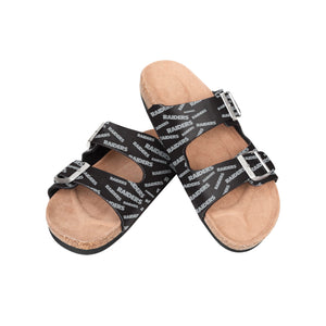Las Vegas Raiders NFL Womens Mini Print Double Buckle Sandal