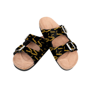 Pittsburgh Steelers NFL Womens Mini Print Double Buckle Sandal