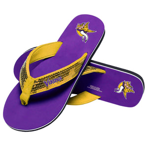 Minnesota Vikings NFL Womens Sequin Flip Flops
