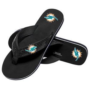 Miami Dolphins NFL Womens Sequin Flip Flops