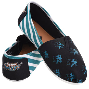 San Jose Sharks NHL Womens Stripe Canvas Shoes