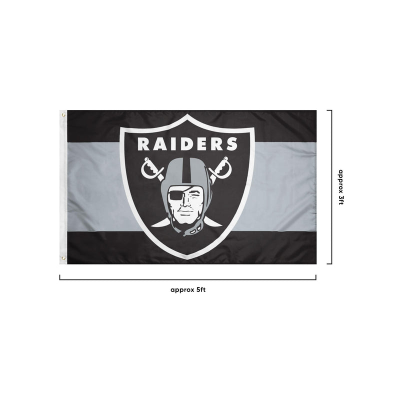 Las Vegas Raiders NFL Big Logo Team Stripe Horizontal Flag