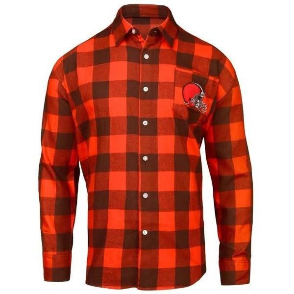 NFL Mens Officially Licensed Long Sleeve Large Check Flannel Shirts 