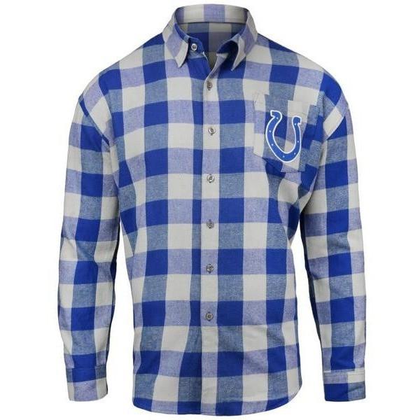 NFL Mens Officially Licensed Long Sleeve Large Check Flannel Shirts 