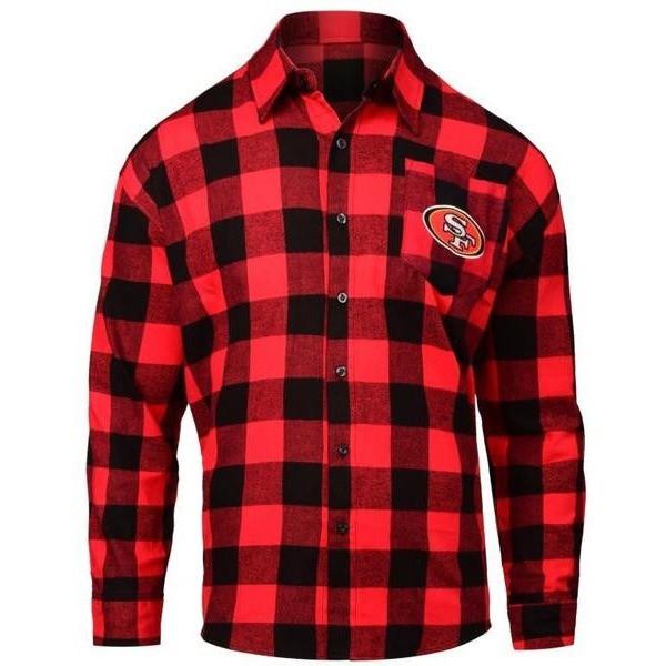 NFL Mens Officially Licensed Long Sleeve Large Check Flannel Shirts 