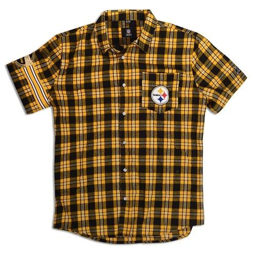 Pittsburgh Steelers Wordmark Basic Flannel Shirt Short Sleeve