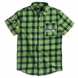 Seattle Seahawks Wordmark Basic Flannel Shirt - Short Sleeve