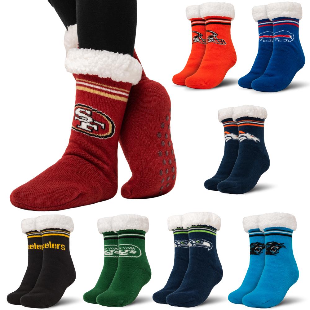 Buffalo Bills Womens Retro Stripe Logo Tall Footy Slipper Socks