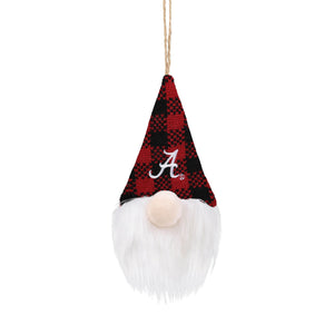 Alabama Crimson Tide NCAA Plaid Hat Plush Gnome Ornament