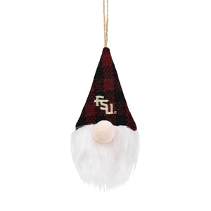 Florida State Seminoles NCAA Plaid Hat Plush Gnome Ornament