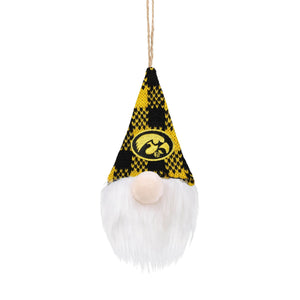 Iowa Hawkeyes NCAA Plaid Hat Plush Gnome Ornament