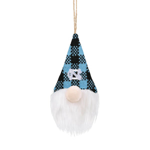 North Carolina Tar Heels NCAA Plaid Hat Plush Gnome Ornament