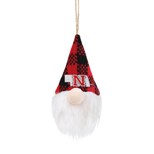 Nebraska Cornhuskers NCAA Plaid Hat Plush Gnome Ornament