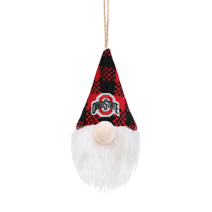 Ohio State Buckeyes NCAA Plaid Hat Plush Gnome Ornament