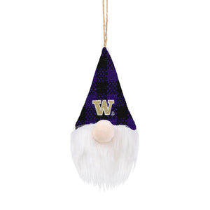 Washington Huskies NCAA Plaid Hat Plush Gnome Ornament
