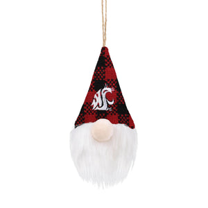 Washington State Cougars NCAA Plaid Hat Plush Gnome Ornament