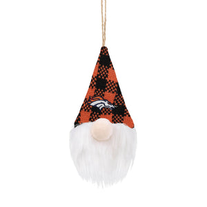 Denver Broncos NFL Plaid Hat Plush Gnome Ornament